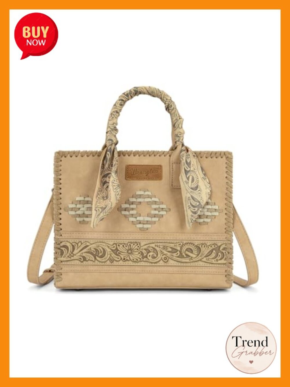 Western Satchel Tote Bag Top Handle Purse with Scarf